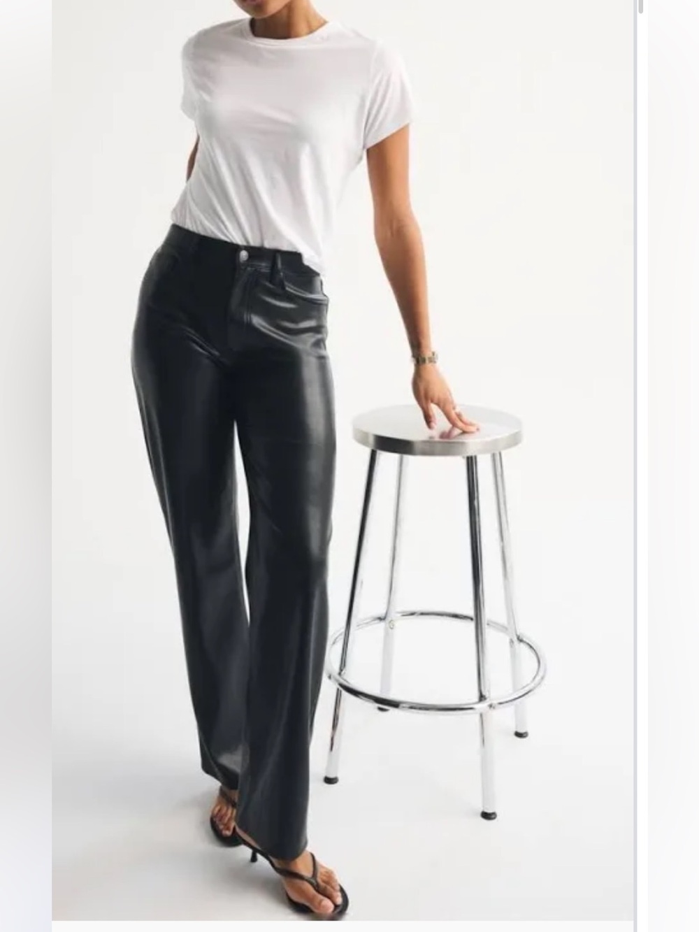 AE American Eagle Stretch High-Waisted Stovepipe Black Faux Leather Pants New
